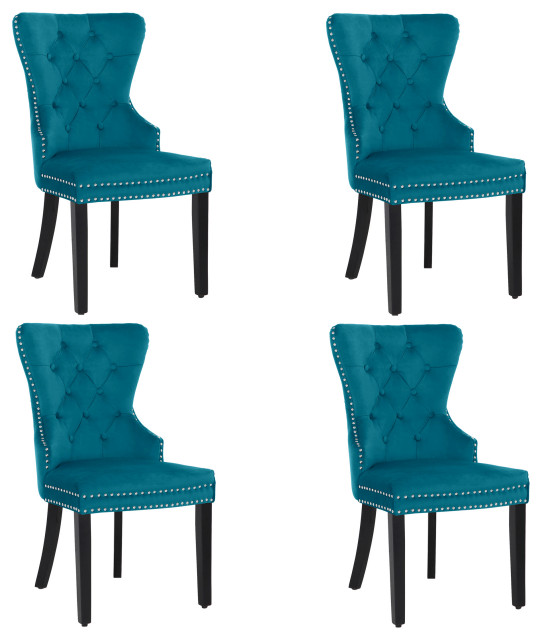 Velvet Upholstered Tufted Dining Chairs (Set of 4) for Kitchen