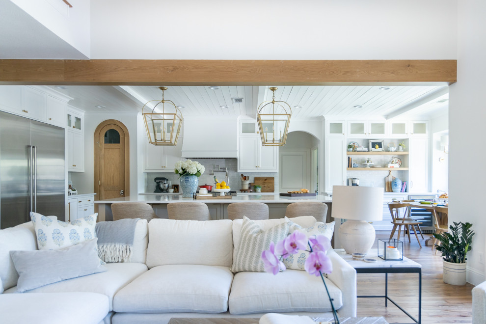 Transitional living room photo in Dallas