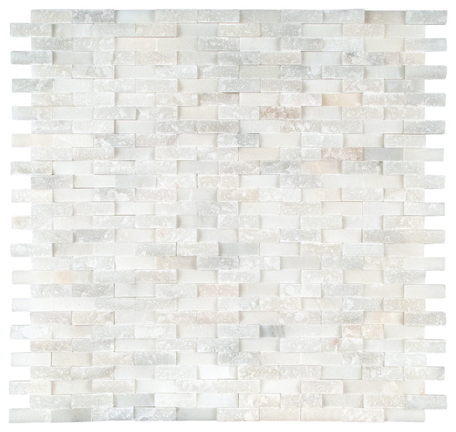 Grayish White Splitface Marble Mosaic Backsplash Tile Sample Grayish White Splitface Marble Mosaic Backsplash Tile Sample