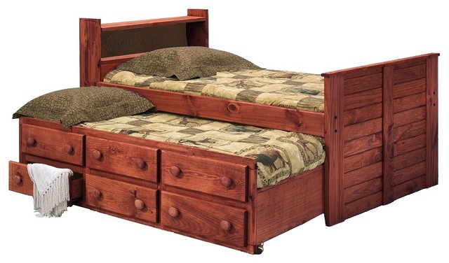 Duke Bookcase Full Captains Bed With, Twin Bed With Bookcase Headboard And Trundle