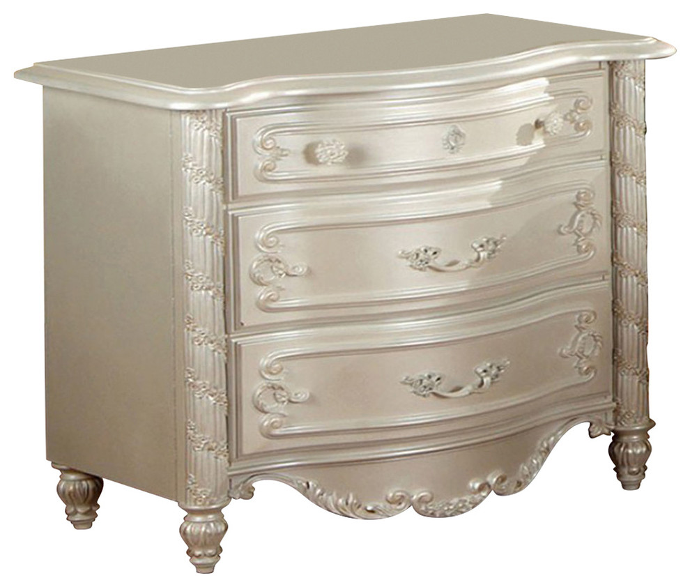Transitional Night Stand Pearl White Victorian Nightstands And Bedside Tables By Ami Ventures Inc