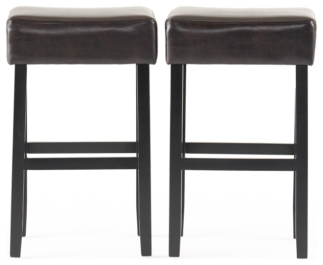 Gdf Studio Duff Backless Brown Leather, Gray Leather Bar Stools Set Of 2