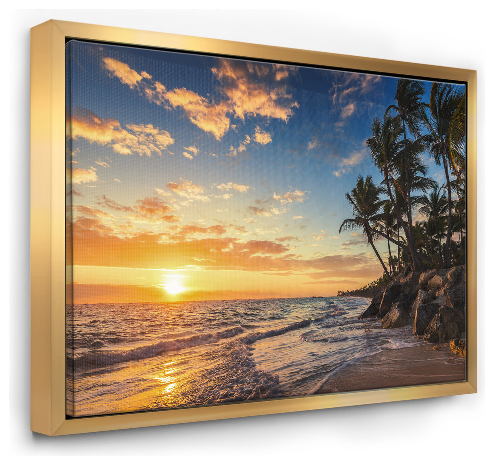 Designart - Extra Large Seascape Art Framed Canvas, 46x36 - Tropical ...