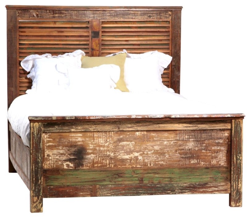 Shabby Chic Louvered King Bed
