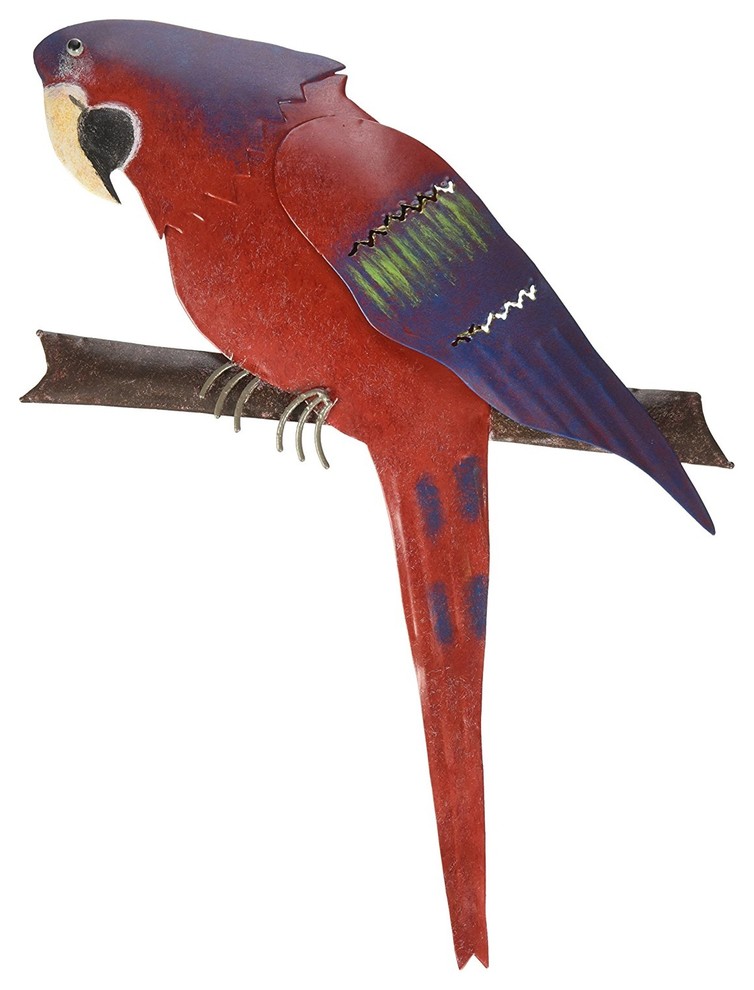Iron Red Parrot Wall Decor Contemporary Decorative Objects And