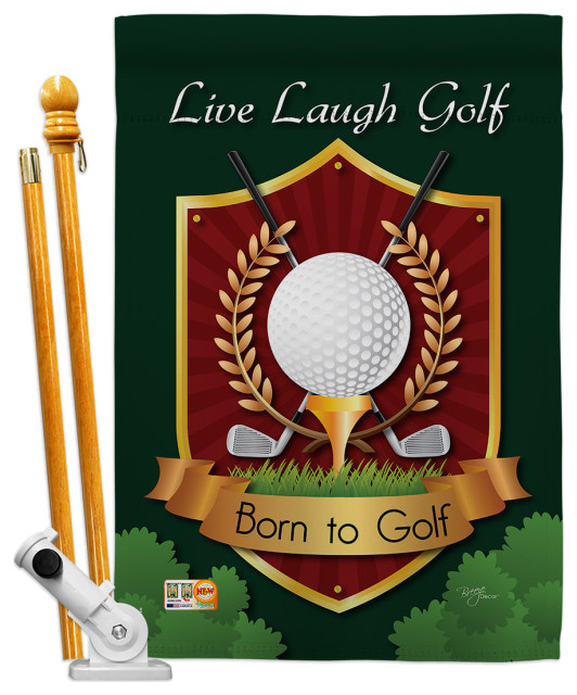Live, Laugh, Golf Interests Sports House Flag Set Modern Flags And