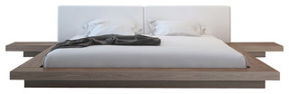 Modloft Worth Platform Bed with 2 Matching Nightstands in Walnut and