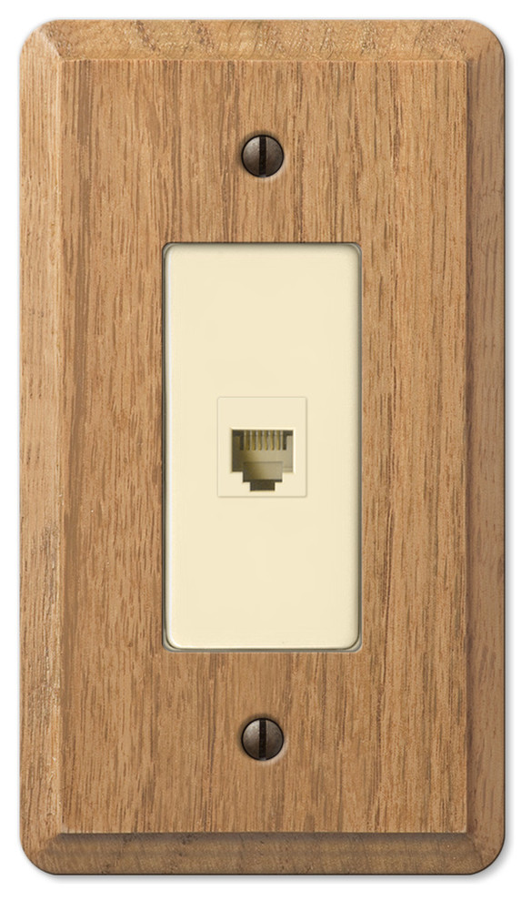 Contemporary Oak Wood Phone Jack Wall Plate Contemporary Switch Plates And Outlet Covers