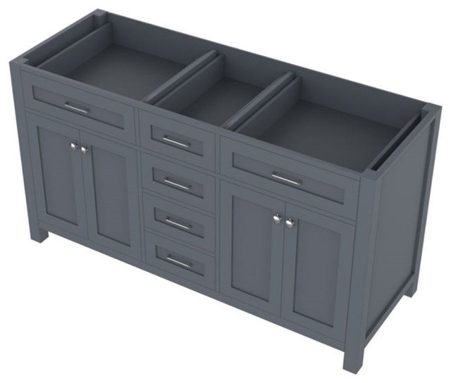 Norwalk 60 inch DOUBLE Vanity in GRAY with No Top Transitional