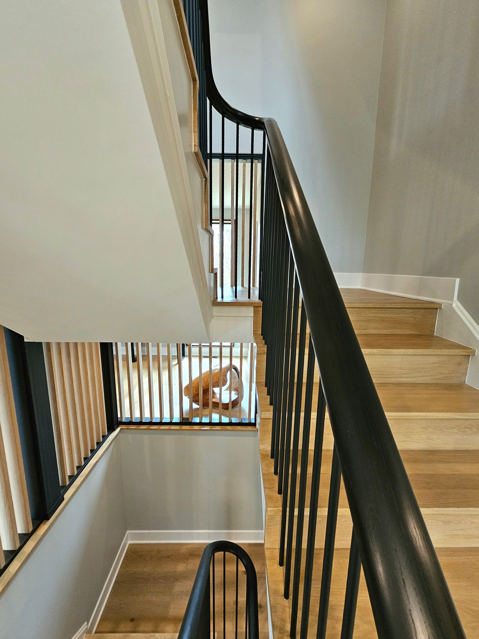 115_Stunning Continuous Rail System on 3 Story Floating Stairs; Arlington, VA 22