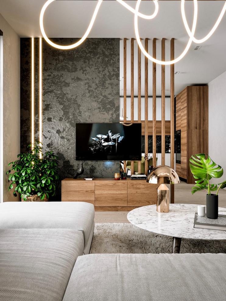 Дизайн-проект кухни-гостиной в современном стиле, г. Москва