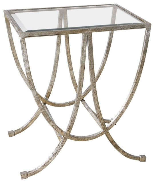 Uttermost Marta Antiqued Silver Side Table Contemporary Side Tables