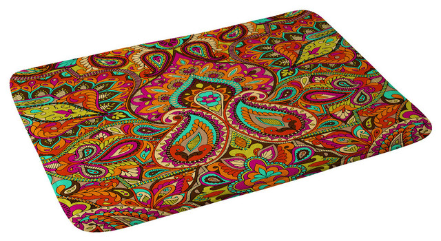 Aimee St Hill Paisley Orange Memory Foam Bath Mat Mediterranean