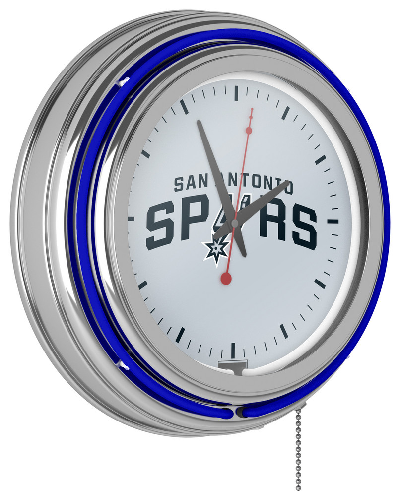 San Antonio Spurs NBA Chrome Double Ring Neon Clock