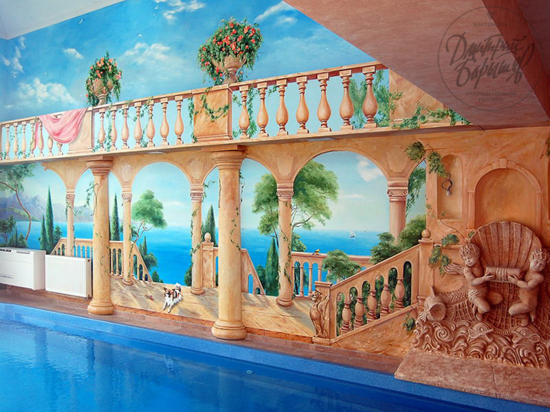 Art Painting of Swimming Pools