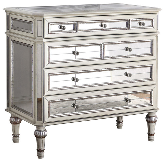 Emory Antique Cream With Mirrored Hall Chest Traditional