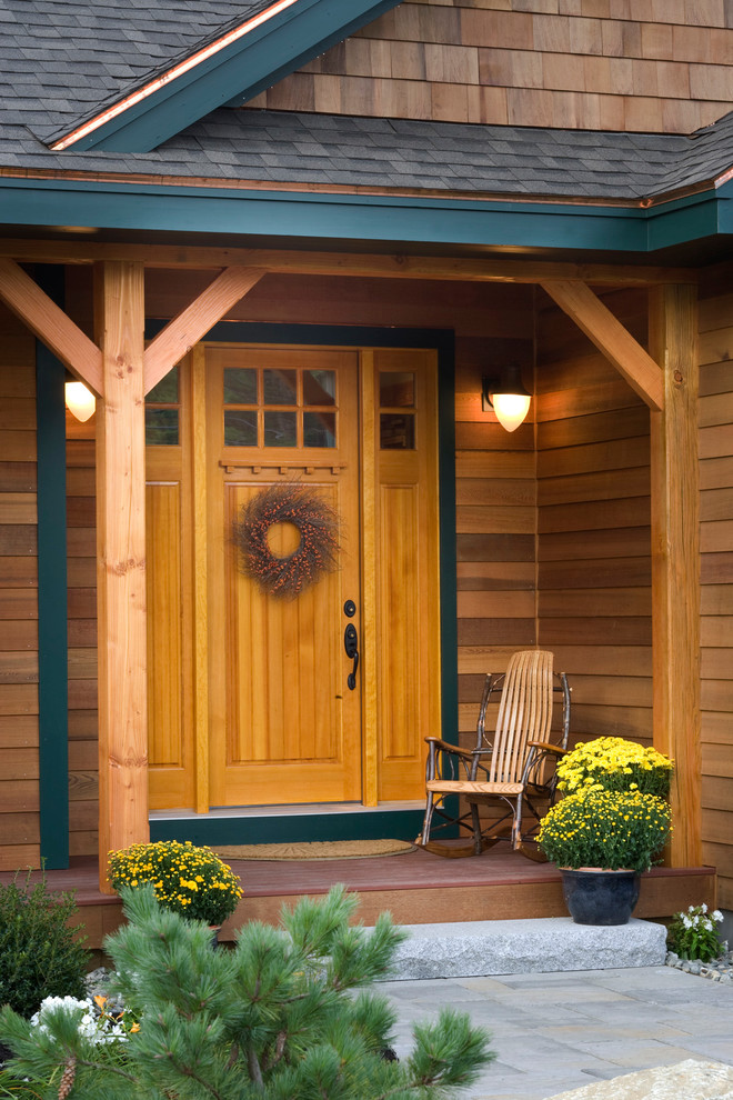 Inspiration for a rustic entryway remodel in Denver