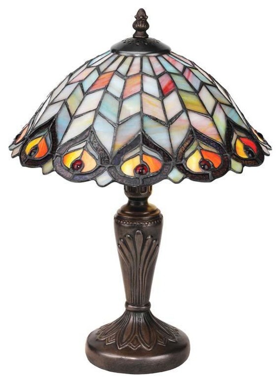 Tiffany-Style Peacock Stained Glass Lamp