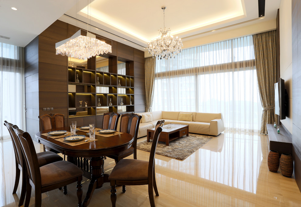 Design ideas for a contemporary dining room in Singapore.