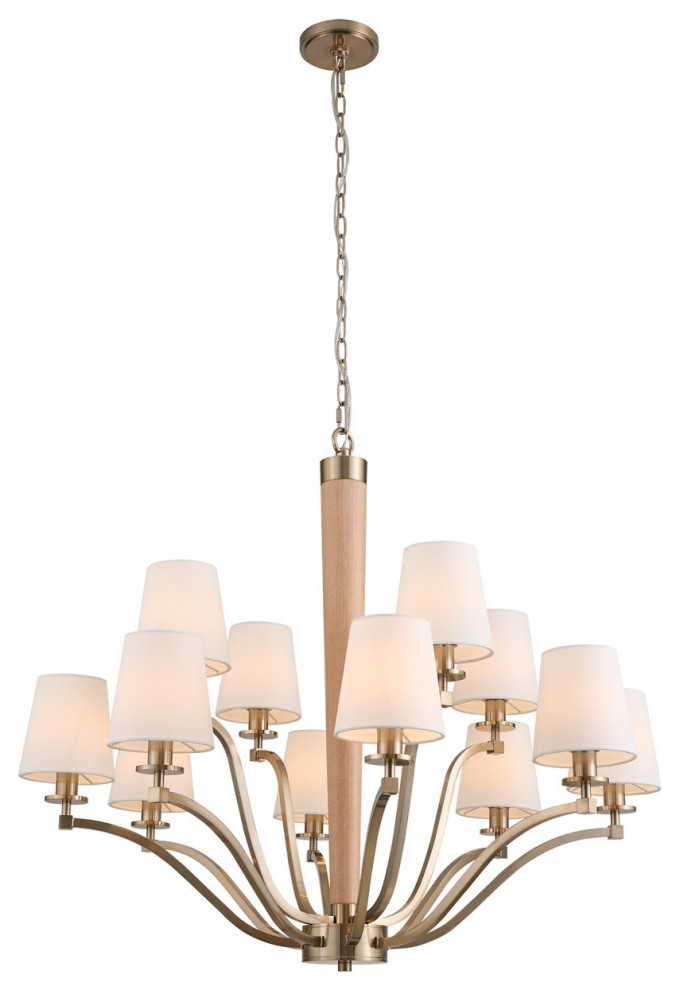 Curva 12 Light Chandelier in Brushed Champagne Gold
