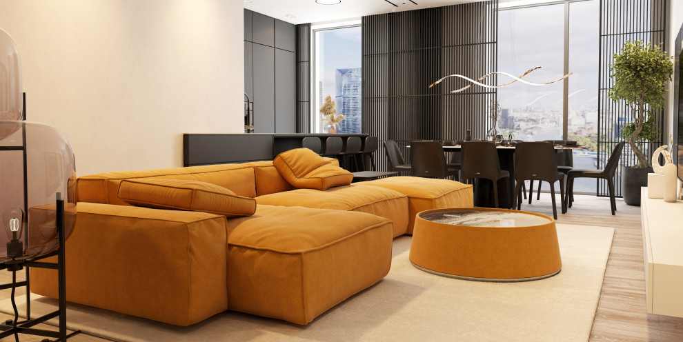 Гостиная совмещенная с кухней