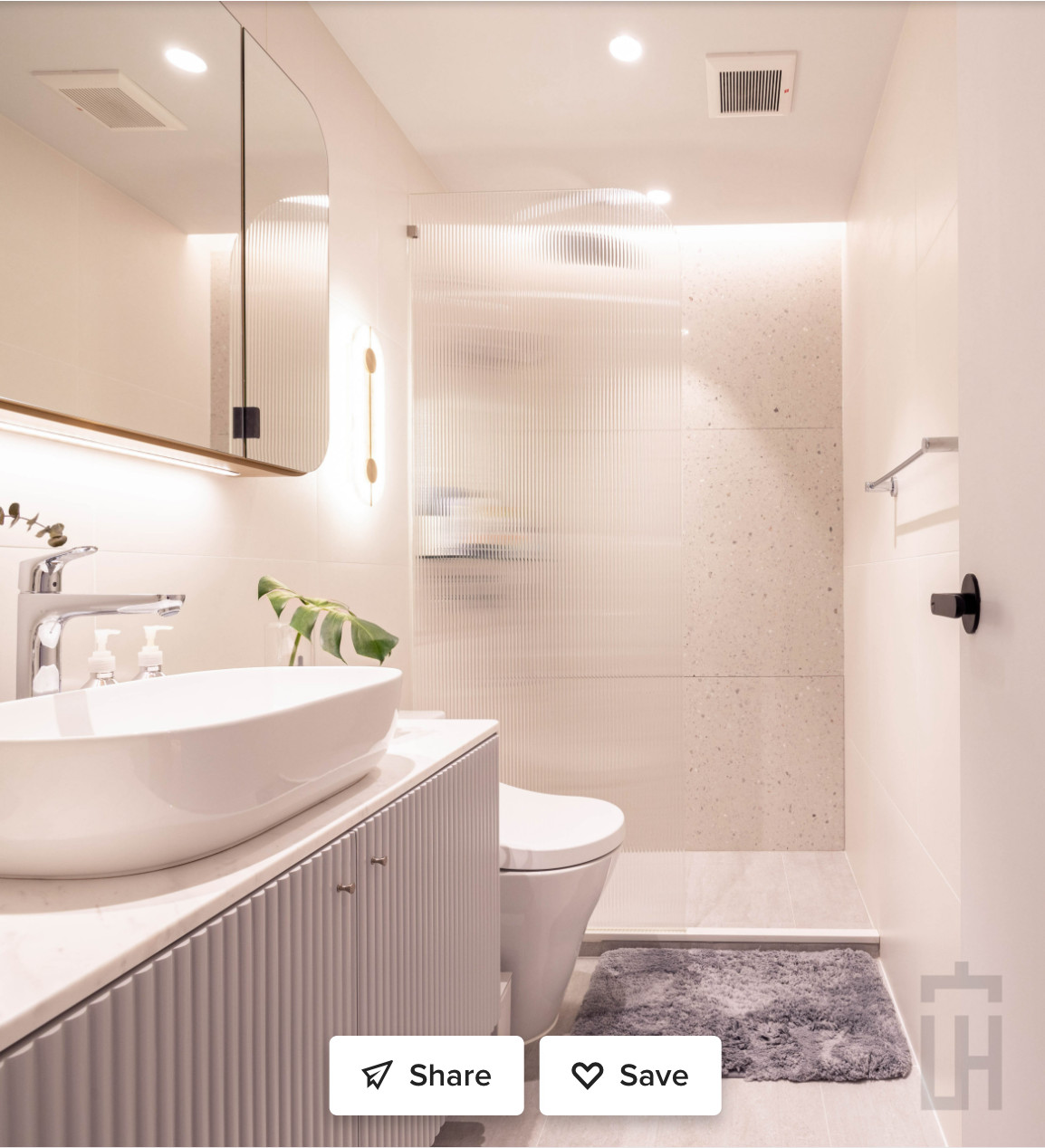 Fluted Glass, Open Shower