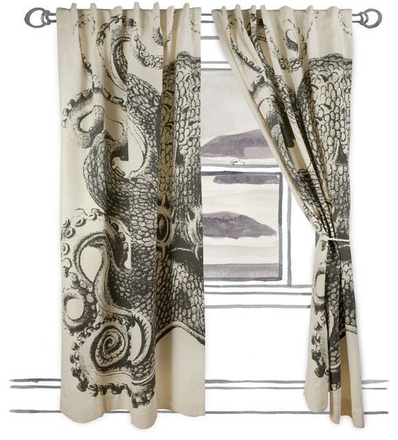 Octopus Window Curtains By Step Lizzie Octopus Window Curtains