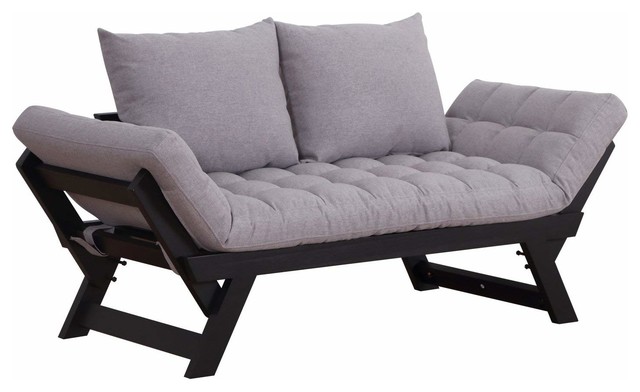 Homcom 3 Position Convertible Sofa Bed Black Light Silver Gray Homcom 3 Position Convertible Sofa Bed Black Light Silver Gray