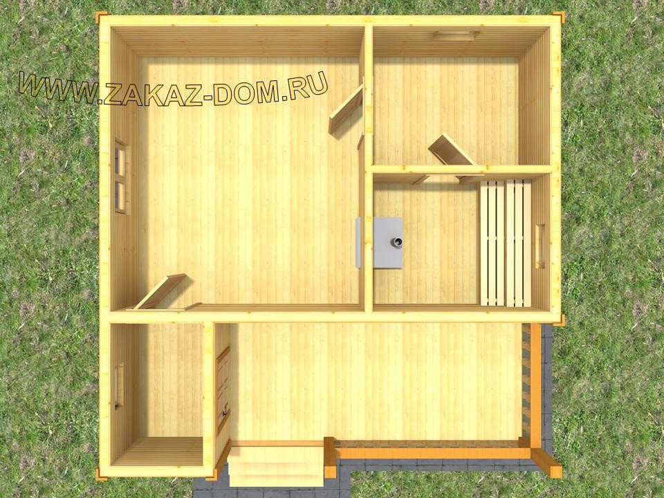 Баня из профилированного бруса (6х6 м) - Проект № Б-20