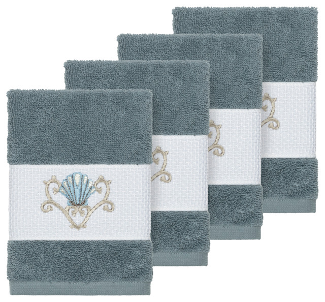 Bella 4 Piece Embellished Washcloth Set, 13