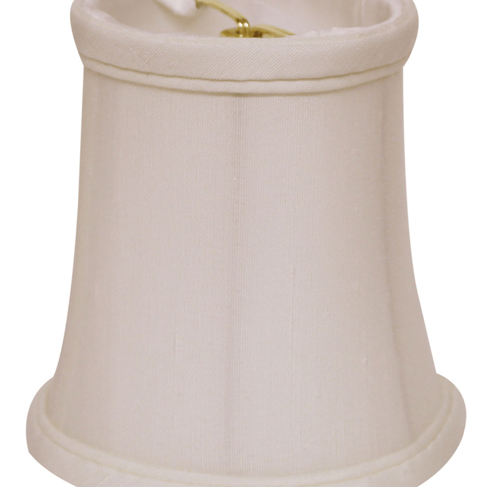 4" White Set of 6 Slanted Chandelier Tissue Shantung Lampshades