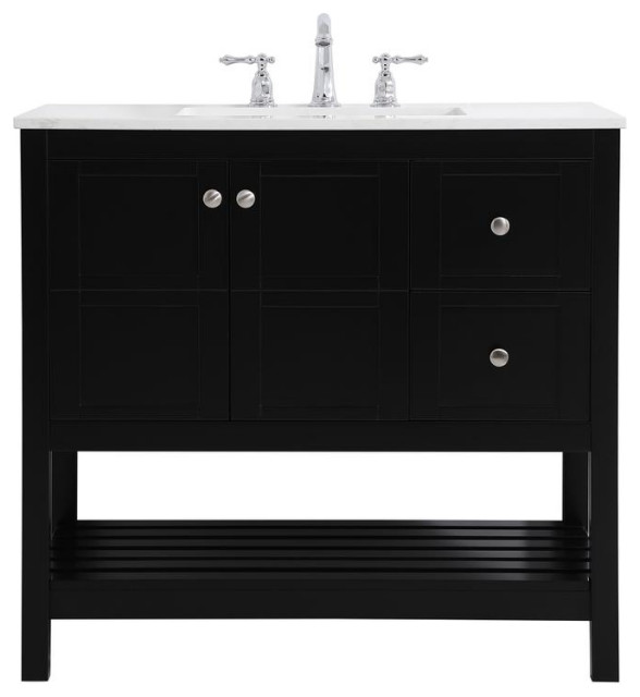 Black 36" Single Sink Bathroom Vanity