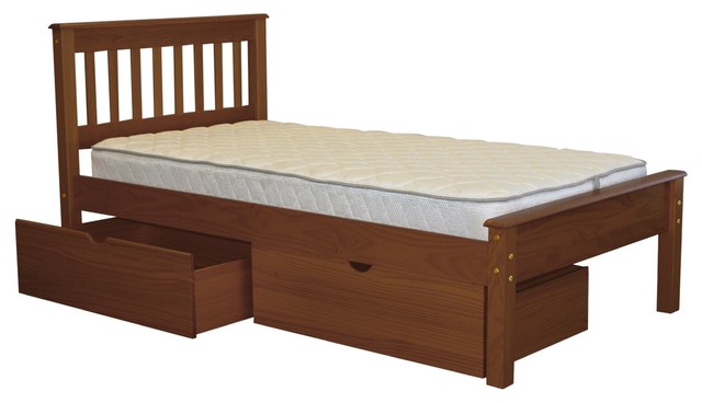 Bedz King Mission Style Twin Bed With 2 Under Drawers In Espresso Bedz King Mission Style Twin Bed With 2 Under Drawers In Espresso