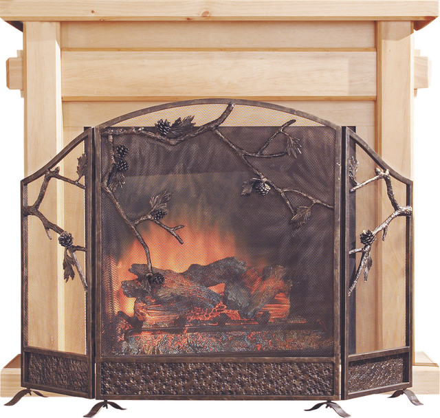 Pinecone Fireplace Screen Rustic Fireplace Screens By Uber