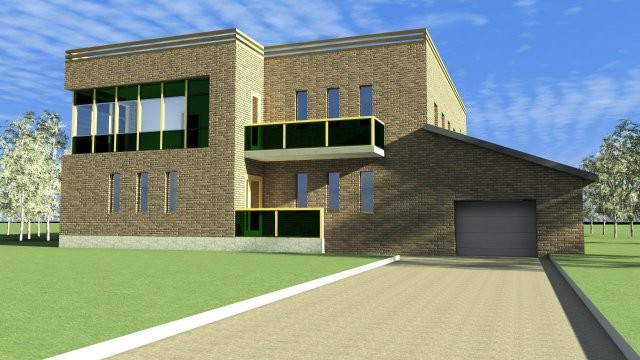 Кирпичный двухэтажный жилой дом