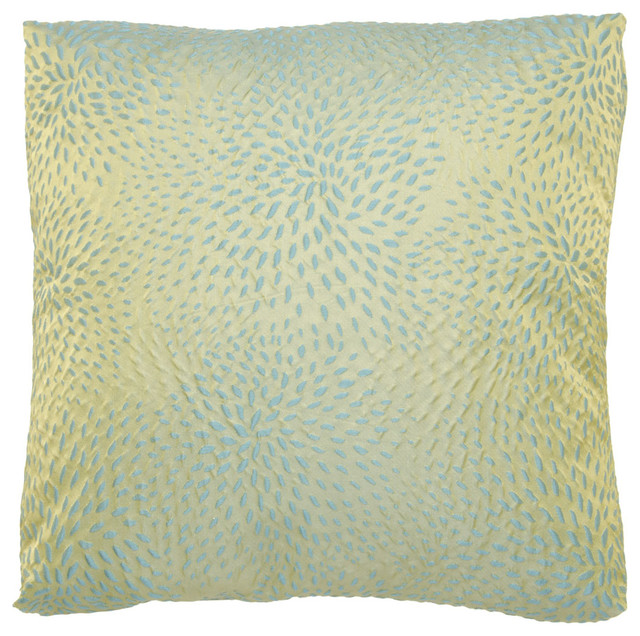 Green and Teal Polyester Dotted Pillow
