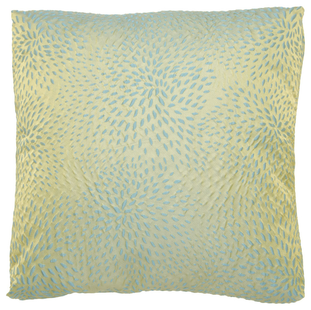 Green and Teal Polyester Dotted Pillow