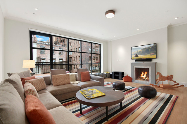 West 87th Street contemporary-vardagsrum