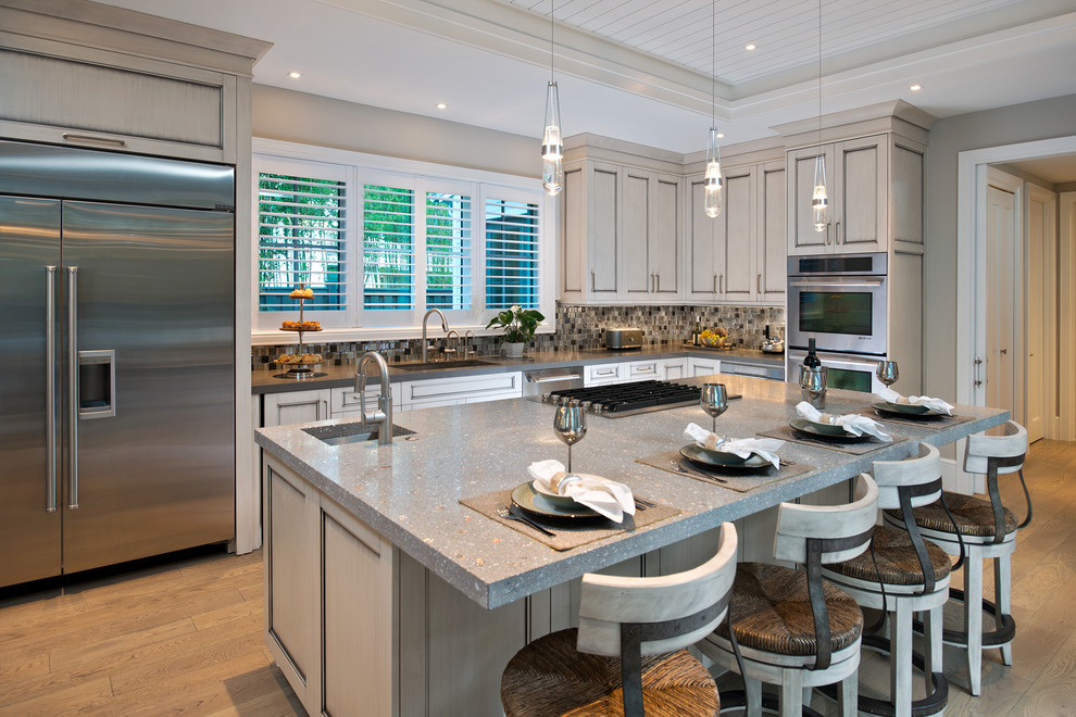 Expansive beach style kitchen in Miami.