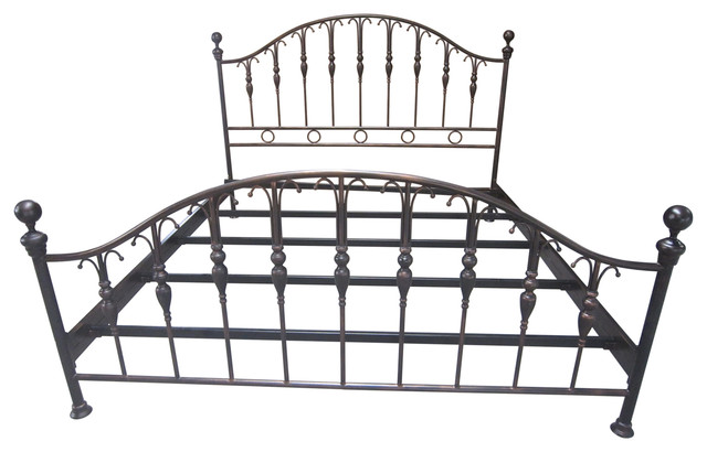Aged Bronze Patina Wrought Iron Bed, Wrought Iron Cal King Bed Frames