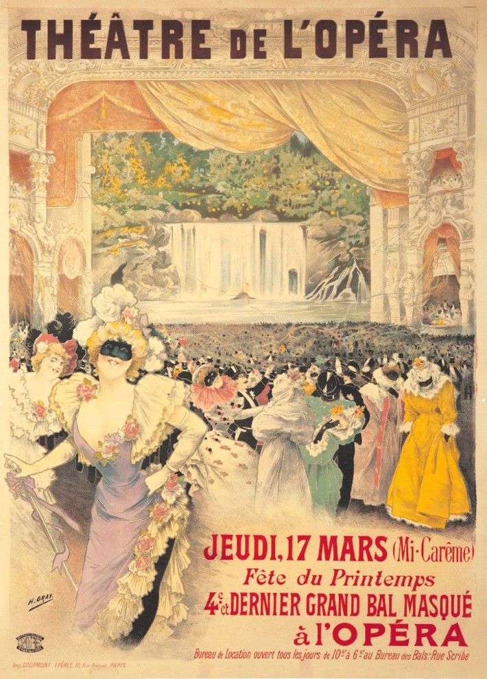 THEATRE DE L/'OPERA GRANDE FÊTE MASKED BALL DANCING FRENCH VINTAGE POSTER REPRO