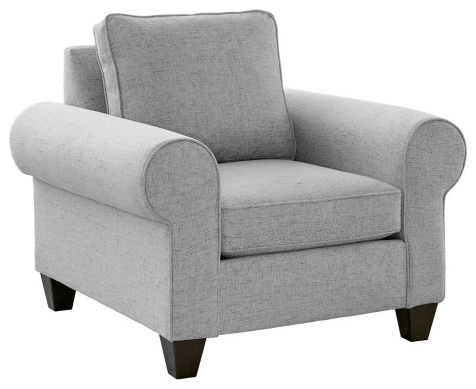 Picket House Furnishings Sole 42"W Wood and Fabric Accent Chair in Gray