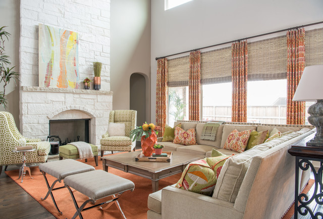 Transitional Great Room clasico-salon