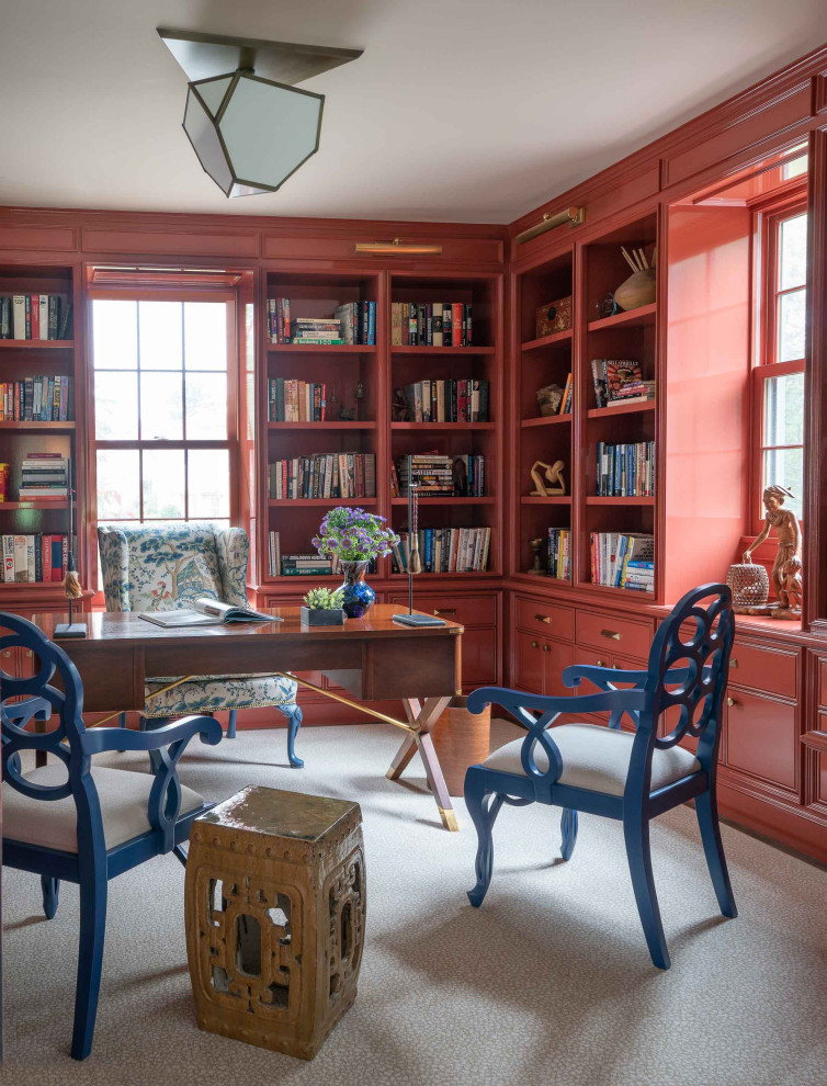 This is an example of a transitional home office in Boston.