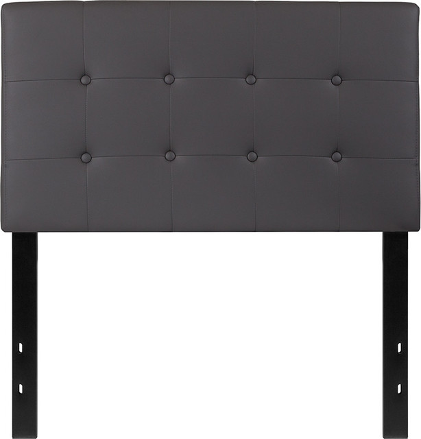 Lennox Tufted Upholstered Twin Size Headboard in Gray Vinyl