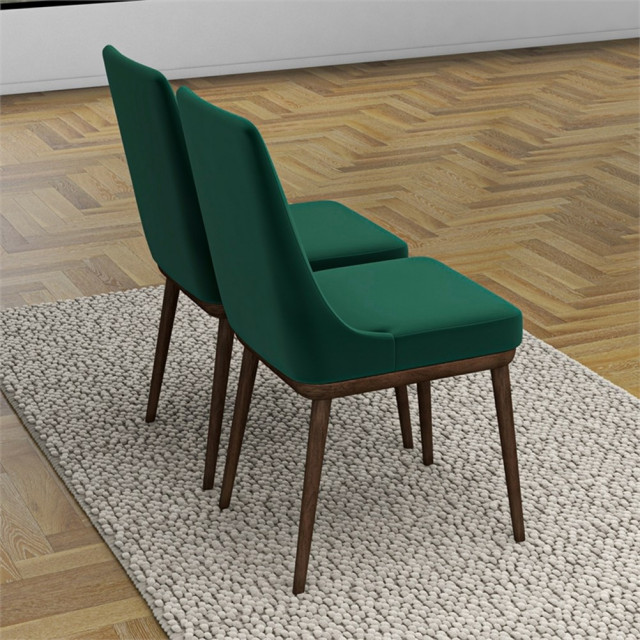 Catania Mid-Century Modern Velvet Dining Chair in Green (Set of 2 ...