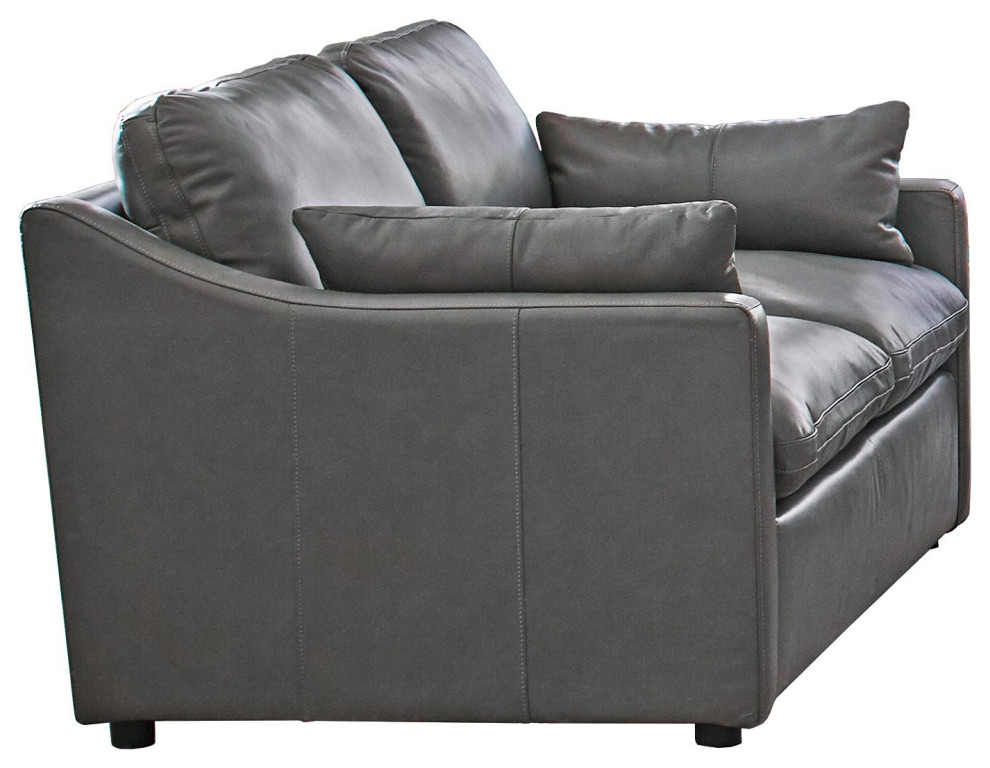 Slope Arm Two-seat Leather Loveseat, Gray - Contemporary - Loveseats ...