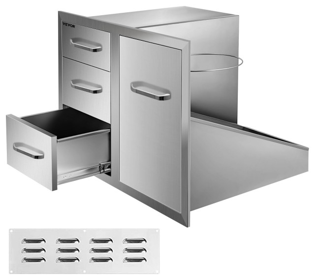 Outdoor Kitchen Door Drawer Combo Triple Drawers with Propane Drawer