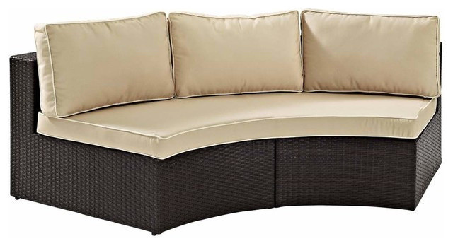 Catalina Outdoor Wicker Round Sectional Sofa With Sand Cushions Tropical Sofas By Homesquare - Round Sectional Sofa Outdoor Catalina Outdoor Wicker Round Sectional Sofa With Sand Cushions Tropical Sofas By Homesquare - Round Sectional Sofa Outdoor