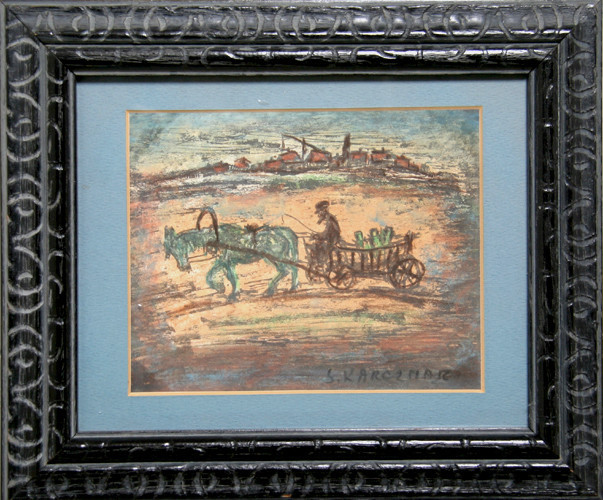 Simon Karczmar, Horse and Cart, Gouache Painting